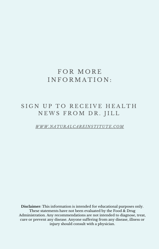 A blue background with the words for more information : sign up to receive health news from dr. Jill