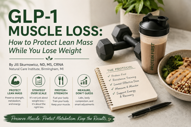 GLP-1 muscle loss prevention with protein, resistance training, and body composition monitoring